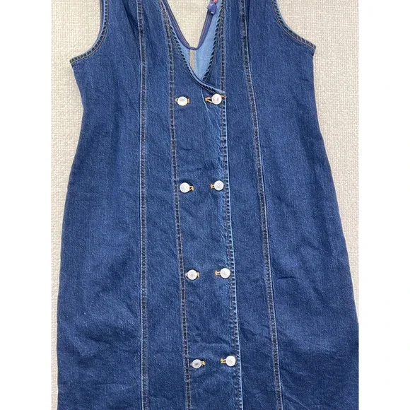 Pilcro Anthropologie Women's Denim Dress Sleeveless Button Front Belted V-Neck - Picture 4 of 14